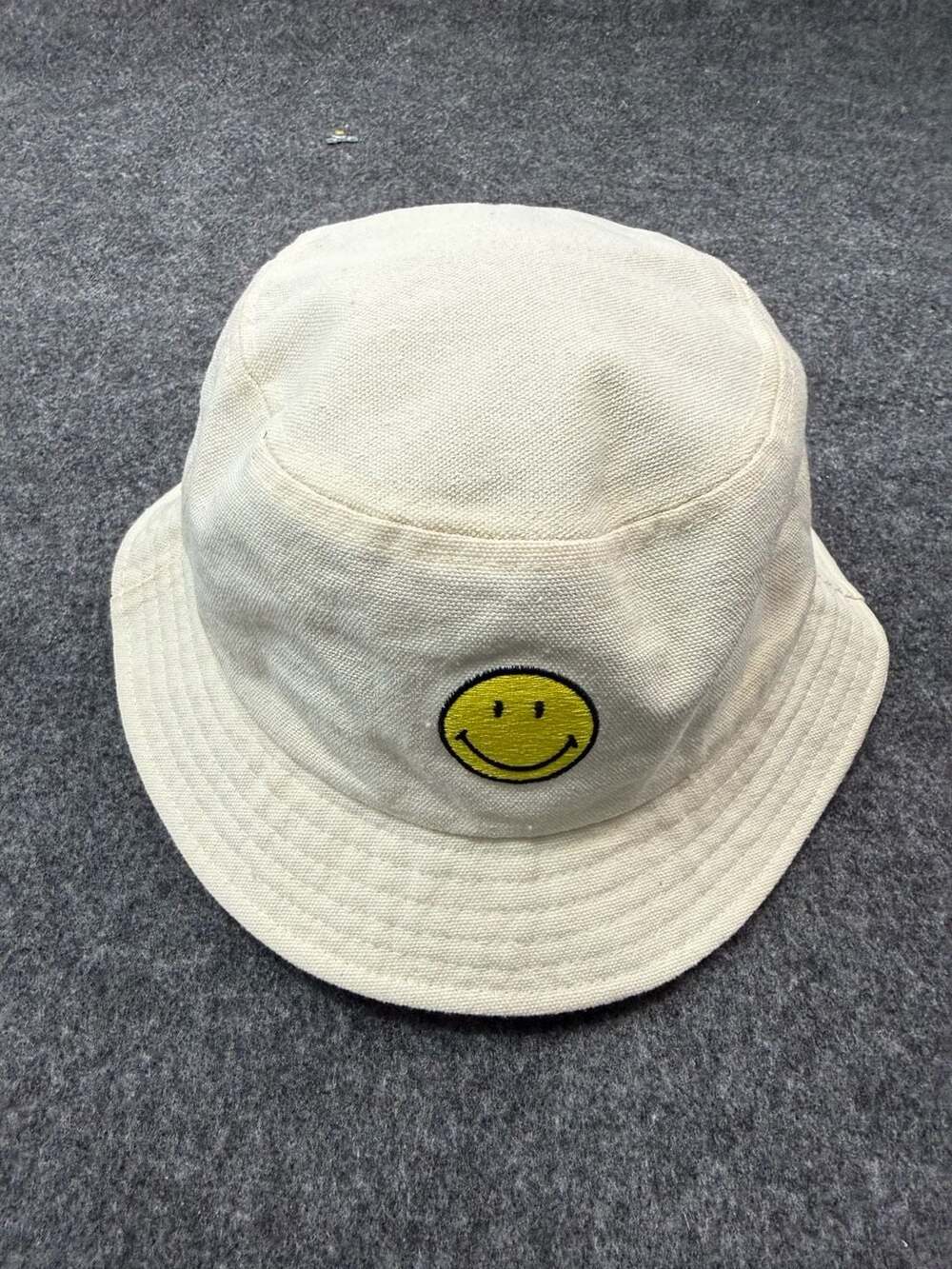 Smiley Originals Cream Recycled Cotton Blend Embroidered Bucket Hat